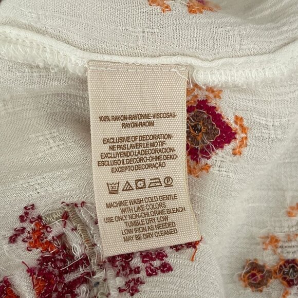 Free People Ariana Peasant Boho Tunic Top Embroidered Flowy V-Neck Women XS - Picture 10 of 16